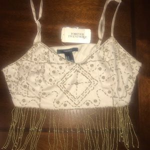 Nude/Gold studded crop top